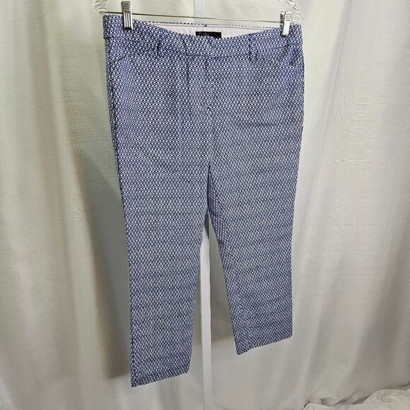 Dalia Blue Geometric Print Cropped Pants Size 6 - Picture 3 of 11